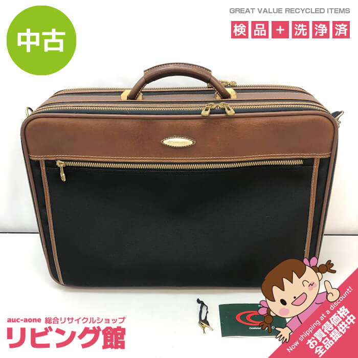 楽天リビング館　楽天市場店【中古】 サムソナイト ビジネスバッグ ブラック ナイロン×レザー Samsonite ショルダーバッグ ブリーフケース メンズ 手提げ カバン 鞄 黒×茶 出張 仕事 書類 ビジネスバッグ 中古