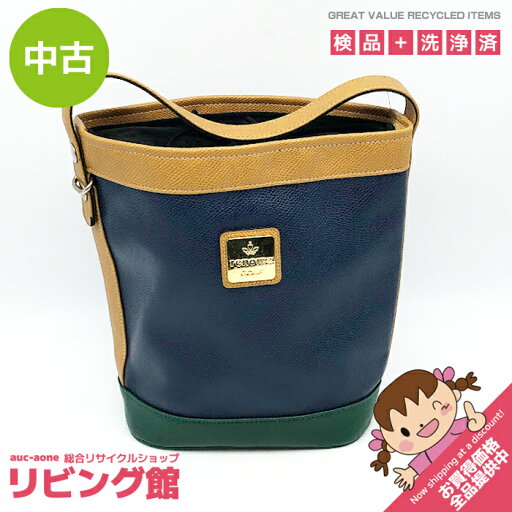 【中古】 レノマ ハンドバッグ ネイビー×グリーン renoma レザー バケツ型 鞄 かばん バッグ 上品 女性 ハンドバッグ 中古 【中古】 レノマ ハンドバッグ ネイビー×グリーン renoma レザー バケツ型 鞄 かばん バッグ 上品 女性 ハンドバッグ 中古