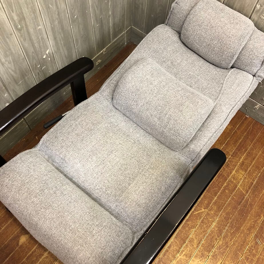 【中古】 リクライニング高座椅子 グレー 肘掛け付き リクライニングチェア 高座椅子 1人掛け クッションチェア 高さ調整可 一人用 椅子 イス チェア 座椅子 座敷 リクライニング高座椅子 中古