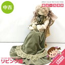 【中古】 米山京子風 お座り 人形 座高約35cm グリーン系 ハンドメイド ドール 女の子 手作り 人形 毛糸髪 布人形 緑 ワンピース 椅子に座った人形 昭...
