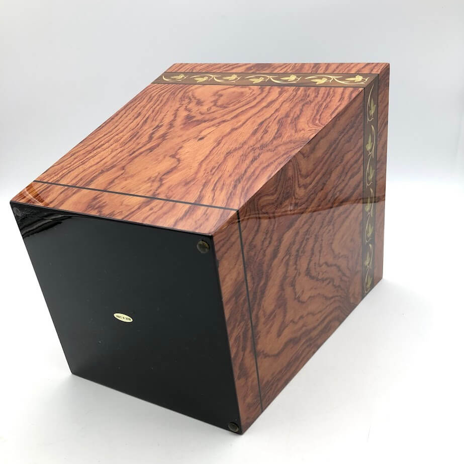 【未使用品】 ダストボックス スクエア 高さ30cm ブビンガ ウッディ 鏡面仕上げ 象嵌 ブラウン ゴミ箱 四角 ブラウン系 高級感 ダストボックス 未使用品 [3]