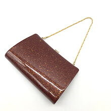 【中古】 キンワシ印 和装小物 2点セット 草履＆鞄 ブラウン×ゴールド エナメル 渋...