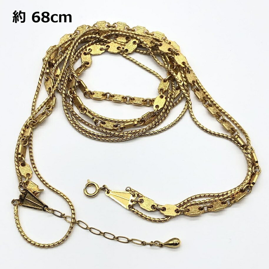 リビング館 楽天市場店の【中古】 ゴールド系 ロングネックレス 4本セット チェーンネックレス アクセサリー プチプラ ゴールドカラー 華やか オシャレ ロングネックレス 中古｜アングル3