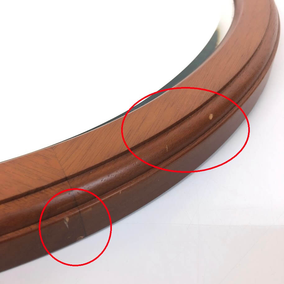 【中古】 マルニ ウォールミラー 50×40cm ブラウン 木製 maruni 楕円 シンプル 木枠 茶 壁掛け 鏡 姿見 かがみ ミラー オーバル 一面鏡 ウォールミラー 中古