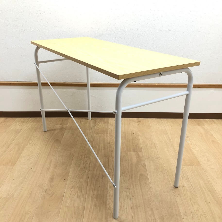 【中古】 不二貿易 デスク 110×45cm メープル×ホワイト CM-2010SP ワークデスク 平机 ナチュラル 長方形 パソコンデスク PCデスク 作業台 コンパクト 机 在宅勤務 リモートワーク ワークデスク 中古 [2]