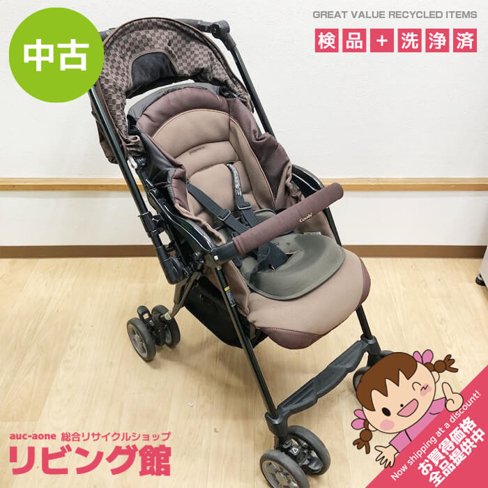 【中古】 コンビ A型ベビーカー 4輪 対面式 ブラウンジルコン 折りたたみ 自立 combi XY-500 ホワイトレーベル ディアクラッセ 茶 オート4キャス 1か月〜 バスケット付 ベビーカー 中古