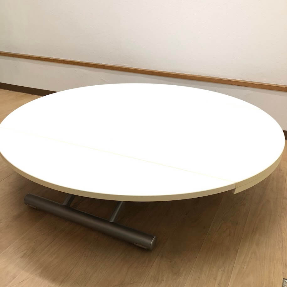 【中古】OZZIO リフティングテーブル ホワイト 125cm BREVETTATO イタリア製 拡張式 円卓 オッジオ センターテーブル ダイニングテーブル ダイニング リビング 食卓 白 昇降テーブル 中古 [2]
