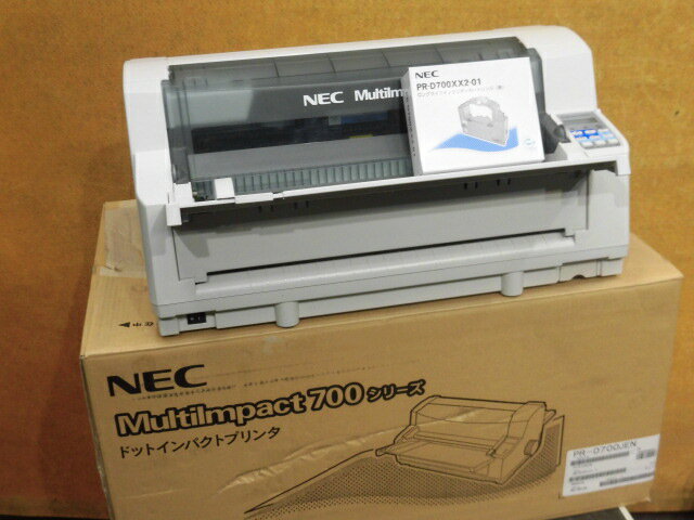 【中古】NEC MultiImpact 700JEN 水平型ドットプリンタ LAN／パラレル接続対応 前後トレイ付き 純正インクリボン(新品)付き 複写伝票（マニフェスト伝票、統一伝票、宅配便伝票等）にどうぞ ◎現行機種！！[b13210]