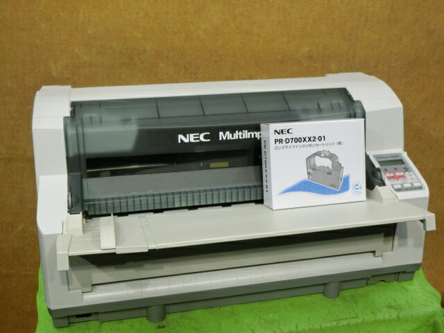 【中古】◎現行機◎ NEC MultiImpact 700XEN 水平型ドットプリンタ LAN／パラレル接続対応 前後トレイ付き 純正インクリボン(新品)付き 複写伝票（マニフェスト伝票、統一伝票、宅配便伝票等）にどうぞ ◎印字抜け無し◎[b15284]