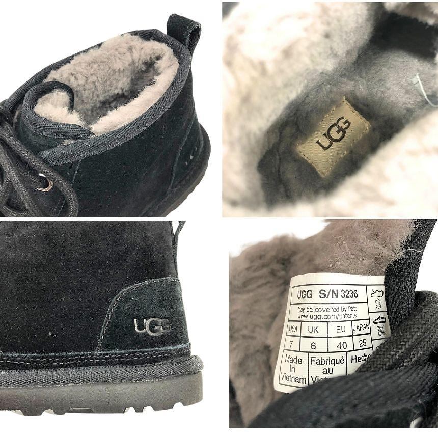 UGG アグ ニューメル NEUMEL 3236 ムートンブーツ チャッカブーツ JPN25 ブラック ...