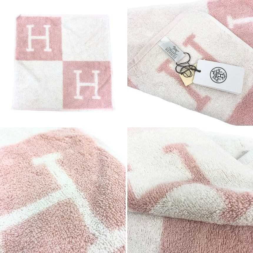 ブランド&着物館アクアン京やのHERMES エルメス タオルセット CARRE AVARON EPONGE 34×34cm ハンドタオル コットン ピンク ブルー 保存箱付き【未使用】【新品】【中古】aq13122｜アングル3