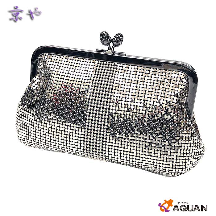 セール 京やO100 和装用バッグ 和装バッグ パーティバッグ クラッチバッグ ショルダーバッグ 2WAY シルバー アンティーク レトロ 着物用バッグ 和装洋...