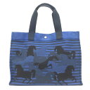 HERMES エルメス Chouvain シューヴォーアン トートバッグ 馬 カモフラ トートバッグ キャンバス ブルー メンズ レディース【美品】【中古】エル...