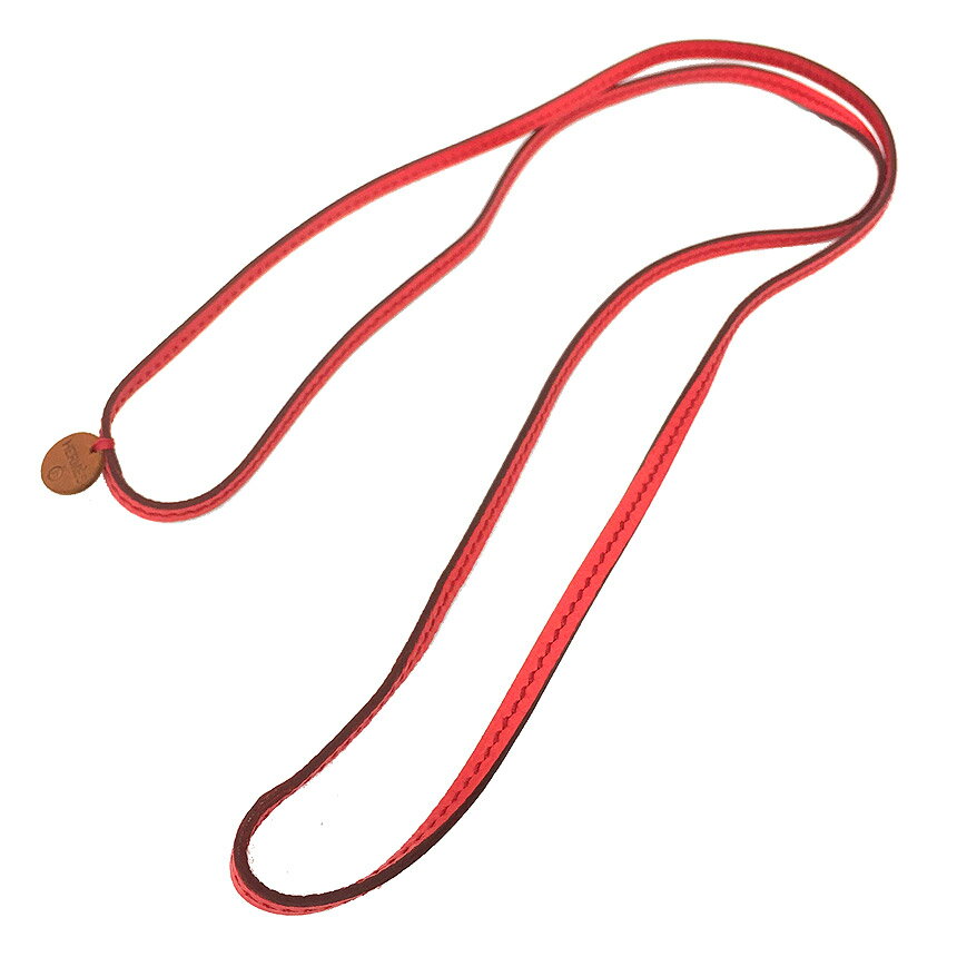 エルメス　HERMES　petit H　プティアッシュ　ラニエール チョーカー ネックレス ブレスレット 革紐 レザー　コーラルピンク【新古品】【美品】【中古】エルメス　アクセサリー　aq5783のサムネイル