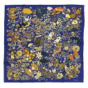 レア物！希少品！HERMES　エルメス　スカーフ　カレ90　Fleurs et papillons de Tissus 花咲く織物　ブルー　青　BLEU NUIT/MIEL/OCRE　シルク100％【新古品】【未使用品】【中古】エルメス　シルクスカーフ aq9053