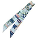 HERMES　エルメス　ツイリー スカーフ　VOLTES ET PIROUETTES　ヴォルト エ ピルエット　Twilly Scarf　ライトブルー系　シルク100％【中古】エルメス　シルクスカーフ aq9703