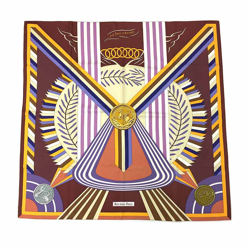 レア物 希少品 HERMES エルメス カレ90 スカーフ LES JEUX D HERMES エルメスのゲーム J.Abadie シルク100％ 箱付き レディース 女性【未使用】【新古品】【中古】aq4644