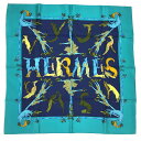 レア物　希少　HERMES　エルメス　カレ90 スカーフ　ANIMAL ALPHABET 動物アルファベット 森の動物　ネイビー×ターコイズブルー【新古品】【未使用品】【中古】エルメス　シルクスカーフ　aq7381