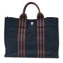 HERMES エルメス フールトゥPM トートバッグ ハンドトート ネイビー キャンバス【中古】エルメス バック aq11015