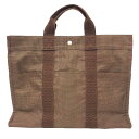 エルメス HERMES エールライン トートバッグMM SAC DE VOYAGE HERLINE MM エールトートMM ナイロンキャンバス ブラウン メンズ レディース【中古】エルメス バック aq11720