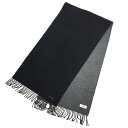 HERMES エルメス カシミヤ マフラー ストール ショール カシミヤ ブラック×グレー メンズ レディース ユニセックス【中古】aq10856