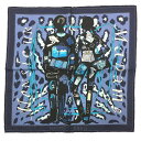 HERMES エルメス スカーフ カレ45 Monsieur et Madame ムッシュー&マダム マリン/ターコイズ シルク100% 2020秋冬【美品】【中古】エルメス シルクスカーフ aq11052(4)