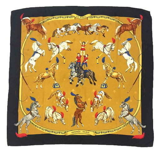 HERMES エルメス カレ90 スカーフ EN PISTE オン・ステージ サーカス 馬 シルク100%【中古】aq11114 HERMES エルメス カレ90 スカーフ EN PISTE オン・ステージ サーカス 馬 シルク100%【中古】aq11114