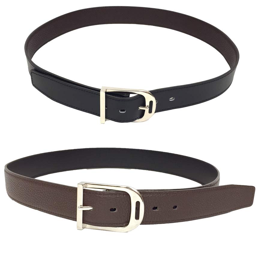 エルメス HERMES エトリエ ベルト 80サイズ □M刻印 レザー リバーシブル ブラック×ブラウン シルバーバックル ボックスカーフ・トゴ【中古】エルメス 革小物 aq11481