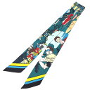 レア物 稀少 HERMES エルメス ツイリー スカーフ WOW 063463S 2021春夏 アメコミ風 リボンタイ リボンスカーフ マンガ Twilly Scarf ブルーアズール シルク100%【中古】エルメス シルクスカーフ aq11762