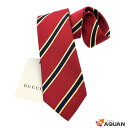 スーパーSALE卒業式・入学式におすすめ！GUCCI　グッチ　シルク　ネクタイ　ストライプ　レッド×ネイビー系　シルク100％　メンズ　男性【未使用】【新古品】【中古】グッチ　服飾小物　aq2708