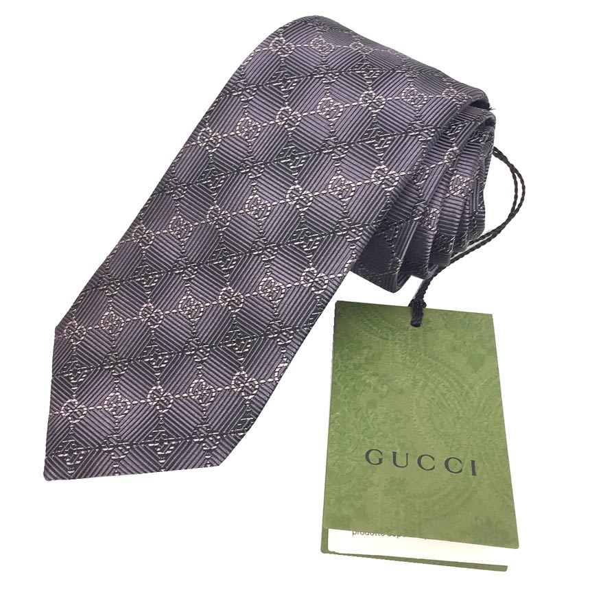 GUCCI グッチ ネクタイ GG ネクタイ 408869 4E002 5463 RUFA シルク パープル メンズ 男性 服飾小物【未使用】【新古品】【中古】グッチ 服飾小物 aq11488