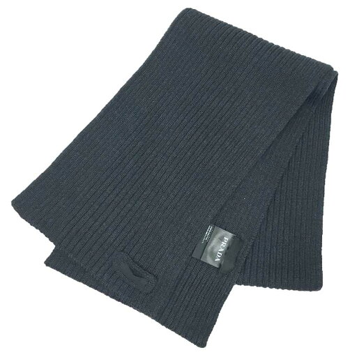 プラダ PRADA ニットマフラー ウール グレー プラダ 服飾小物【中古】aq11543 プラダ PRADA ニットマフラー ウール グレー プラダ 服飾小物【中古】aq11543
