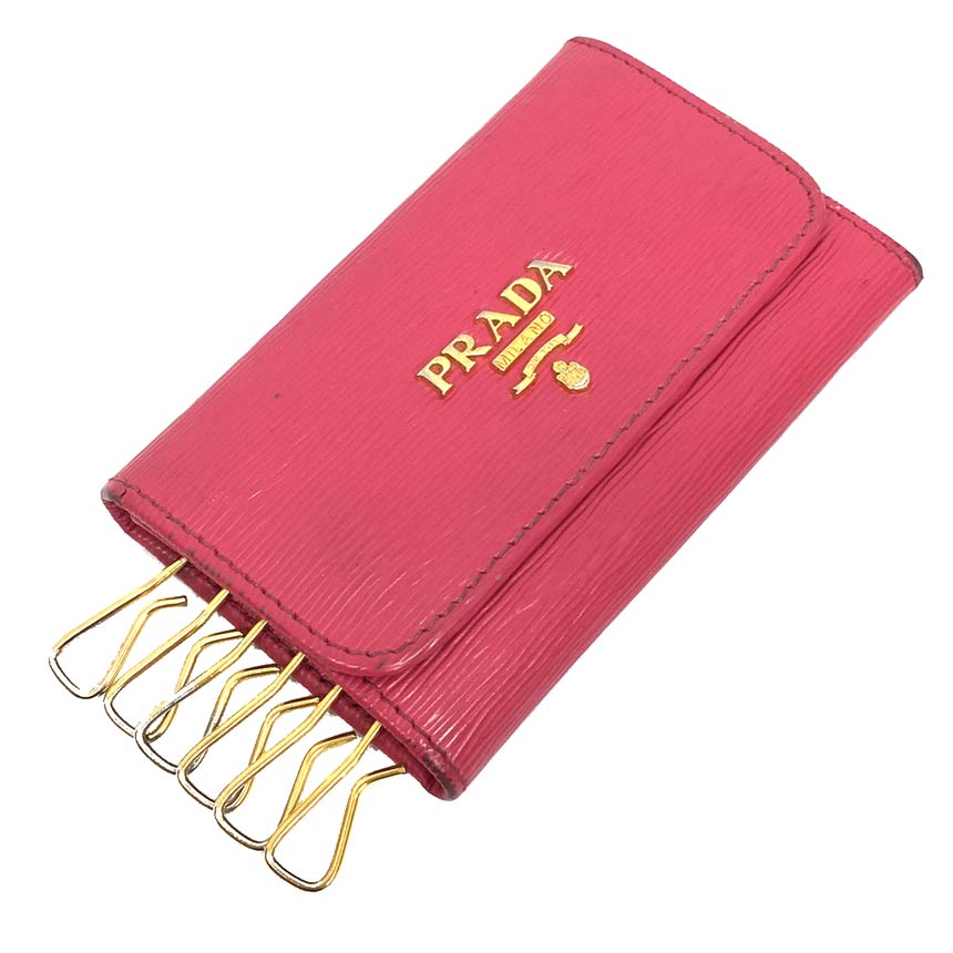 PRADA プラダ レザー キーケース ピンク【中古】PRADA 小物 aq11549