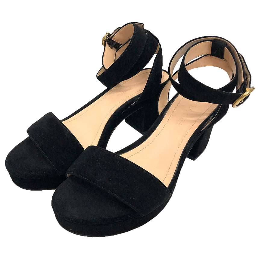 Rakuten - コーチ COACH SERENA SUEDE SANDAL ストラップサンダル 7C 日本サイズ約24cm スウェードレザー ブラック 黒 靴 シューズ【中古】コーチ 靴 aq12770