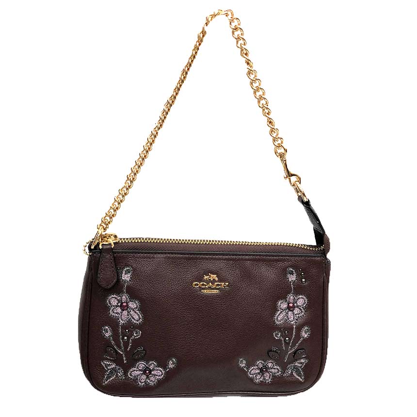 Rakuten - COACH コーチ レザー アクセサリーポーチ ハンドバッグ 花柄 フラワー 刺繍【中古】コーチ バッグ aq12772