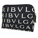 ブルガリ BVLGARI マキシロゴ 半円ポーチ コスメポーチ ブラック 黒白【新古品】【美品】【中古】ブルガリ バック メンズ レディース ユニセックス a...