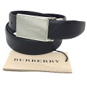 バーバリー BURBERRY レザー ベルト チェック柄 メンズ 40/100サイズ ブラック 黒 シルバーバックル 未使用 ビジネスアイテム カジュアル フォーマル【新古品】【未使用】【中古】バーバリー メンズ 服飾小物 aq11867