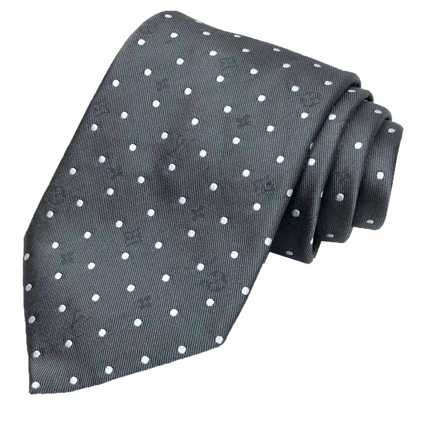 LOUIS VUITTON ルイヴィトン ネクタイ モノグラム ドット グレー シルク100％ メンズ ビジネスアイテム【中古】aq12054