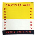 セール 全国送料無料 レア物 希少LOUIS VUITTON ルイヴィトン ルイヴィトンカップ限定 スカーフ バンダナ コットン イエロー×ネイビー×白【中古】...