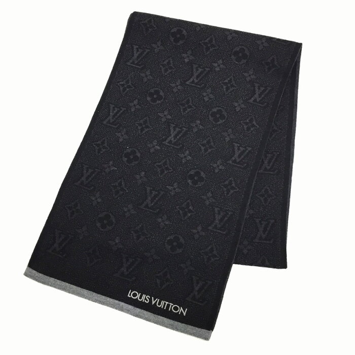 【送料無料】【送料込み】　LOUIS　VUITTON　ルイヴィトン　マイ・モノグラムエクリプス スカーフ　M73468　MY MONOGRAM ECLIPSE SCARF　グレー　20AW　ウール　メンズ　ストール　マフラー【未使用】【新古品】【中古】ヴィトン　服飾小物 aq5485