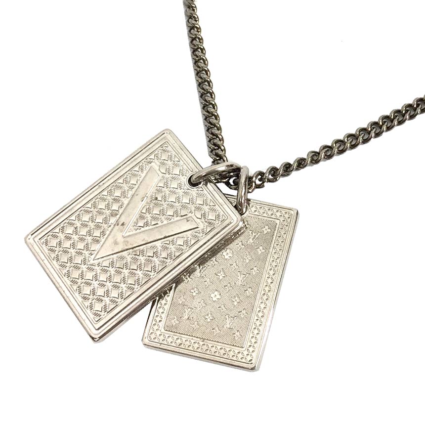 ルイヴィトン　LOUIS　VUITTON　コリエ・プラークス ギャンブリング　ネックレス　M62678　ペンダント　メンズ　アクセサリー　シルバー×【中古】ルイヴィトン　アクセサリー　ネックレス　aq5930のサムネイル
