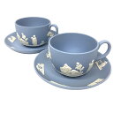 レア物 稀少 WEDGWOOD ウェッジウッド ジャスパー・ウェア カップ&ソーサー ペア 2客セット 英国製 イギリス製 ヴィンテージ【新古品】【未使用】【中古】aq11877