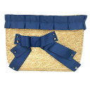 LANVIN en Bleu ランバンオンブルー ストロー リボン クラッチバッグ【新古品】【美品】【中古】LANVIN en Bleu バッグ aq9550