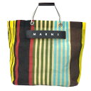 MARNI マルニ フラワー カフェ バッグ ストライプ トートバッグ /SHMHR08A01 TN296 STY50 WHITE+SUN ホワイトサン【中古】マルニ バッグ aq11583