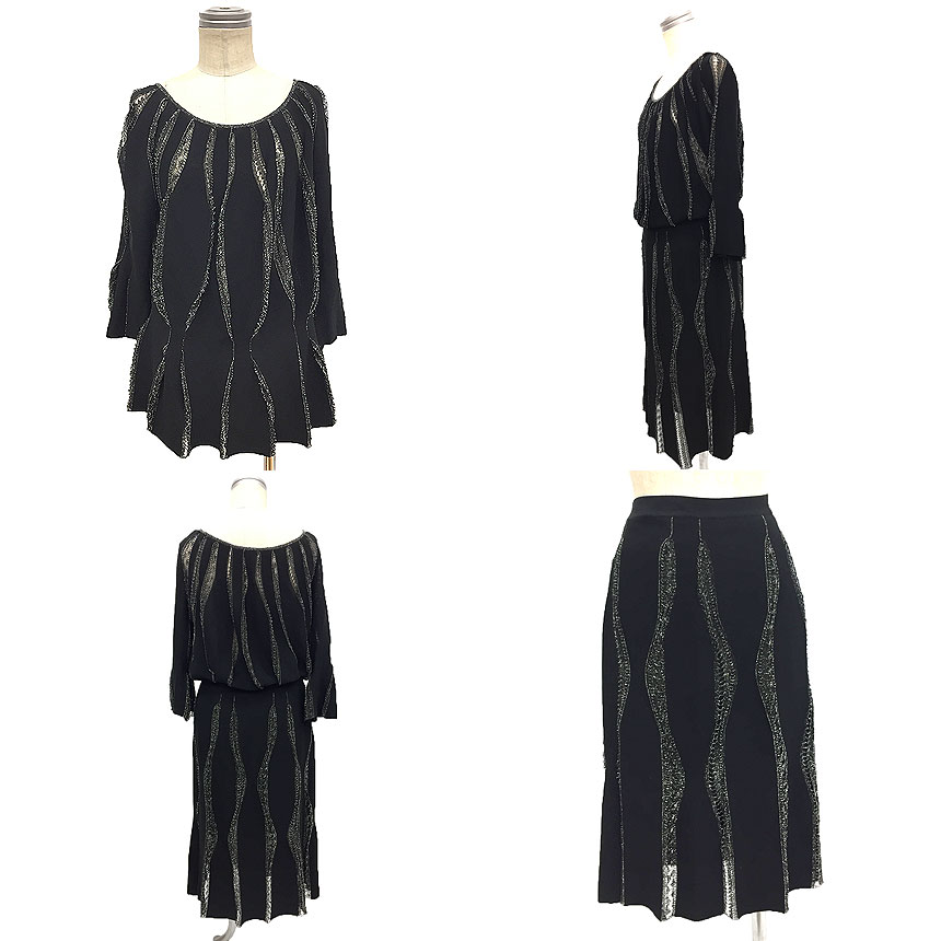 BLUMARINE　ブルマリン　ニットカットソー　ニットスカート　セット　フリー　レディース　【中古】ブルマリン　イタリアブランド　aq8892