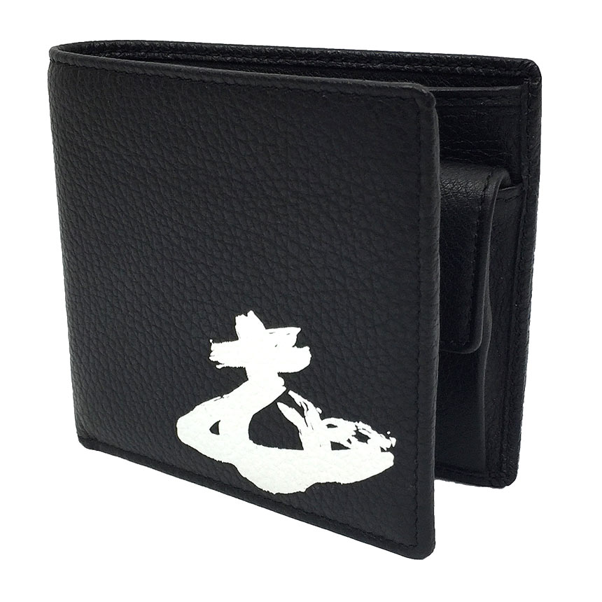 ヴィヴィアンウエストウッド Vivienne Westwood 二つ折り財布(小銭入れあり) メンズ 51010016 MELIH MAN WALLET WITH COIN POCKET レザー グラフィックオーブプリント 2022春夏新作【未使用】【新古品】【中古】ヴィヴィアン 財布小物 aq6324