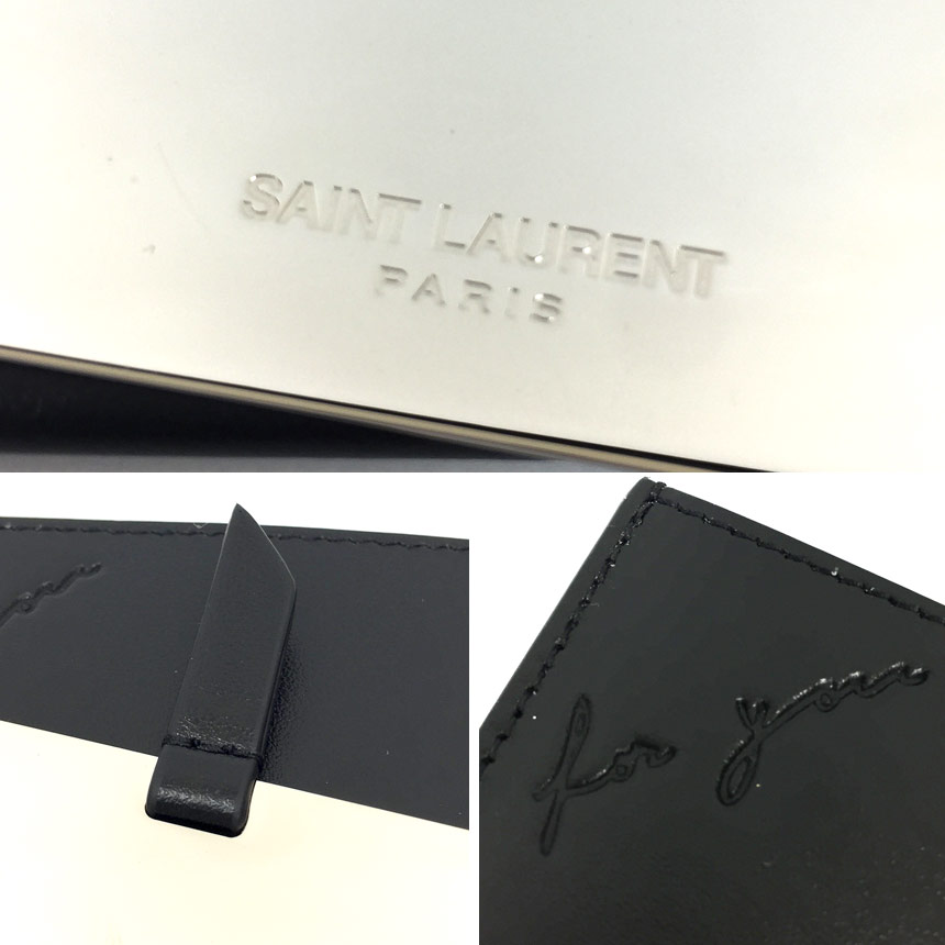 セール　全国送料無料　SAINT LAURENT 　サンローラン　メンズ　レディース　ユニセックス　男女兼用　レザーケース付きハンドミラー　鏡　手鏡　コンパクトミラー【美品】【中古】YSL　小物　aq6233