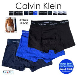 カルバンクライン ボクサーパンツ Calvin Klein CK Men's UnsderWear Cotton Stretch 3-pack 前閉じ 3枚組 S M Lサイズ 父の日 ギフト