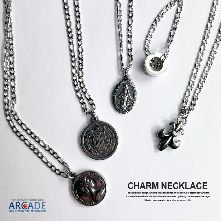 ネックレス メンズ レディース アクセサリー コインチャーム リリーネックレス チャームネックレス