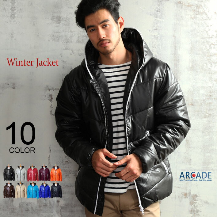中綿ジャケット メンズ アウター 中綿入りジャケット ダウンジャケット メンズファッション フルジップ パーカー ブルゾン 撥水加工 冬服 ダウン ジャケット ブルゾン ARCADE アーケード